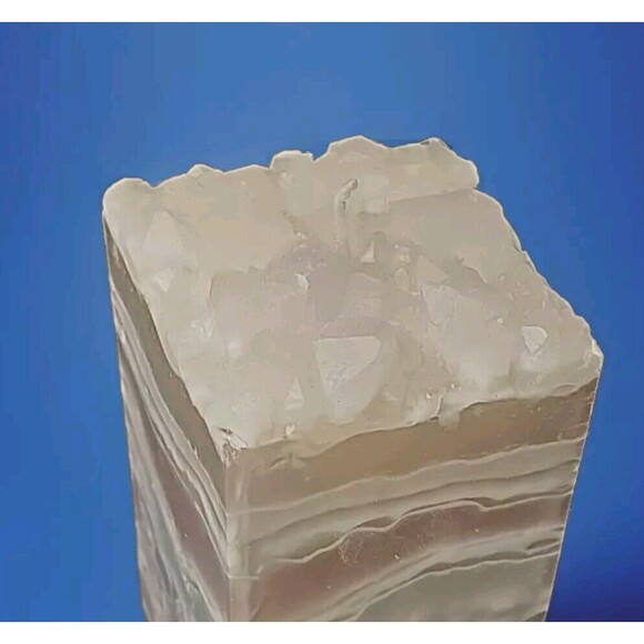 Amethyst and Amber Handmade Opal Crystal Geode Pillar Candle 6" H x 3" W - Picture 5 of 5